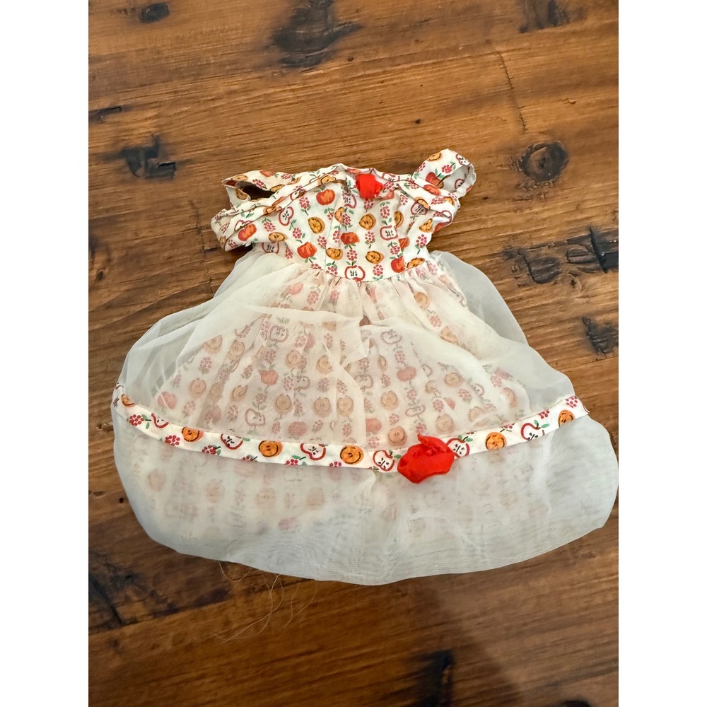 Vintage Barbie Lunch Date Dress 1600 White Bright Bows 1964 Mattel FLAW